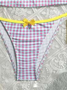 Swim Mod Bộ đồ bơi Tankini họa tiết caro màu sắc dễ thương cho bé gái phong cách retro dành cho nữ - Nhiều màu - Xem 6