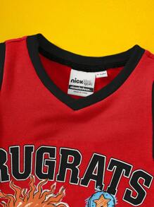 Nick 90s | SHEIN 男婴卡通图案运动可爱休闲连体衣 - 紅色 - 查看 6