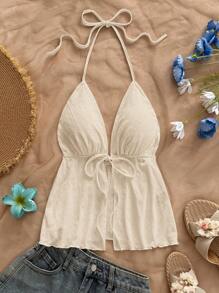 Soleia Top halter con cordón delantero de espalda abierta