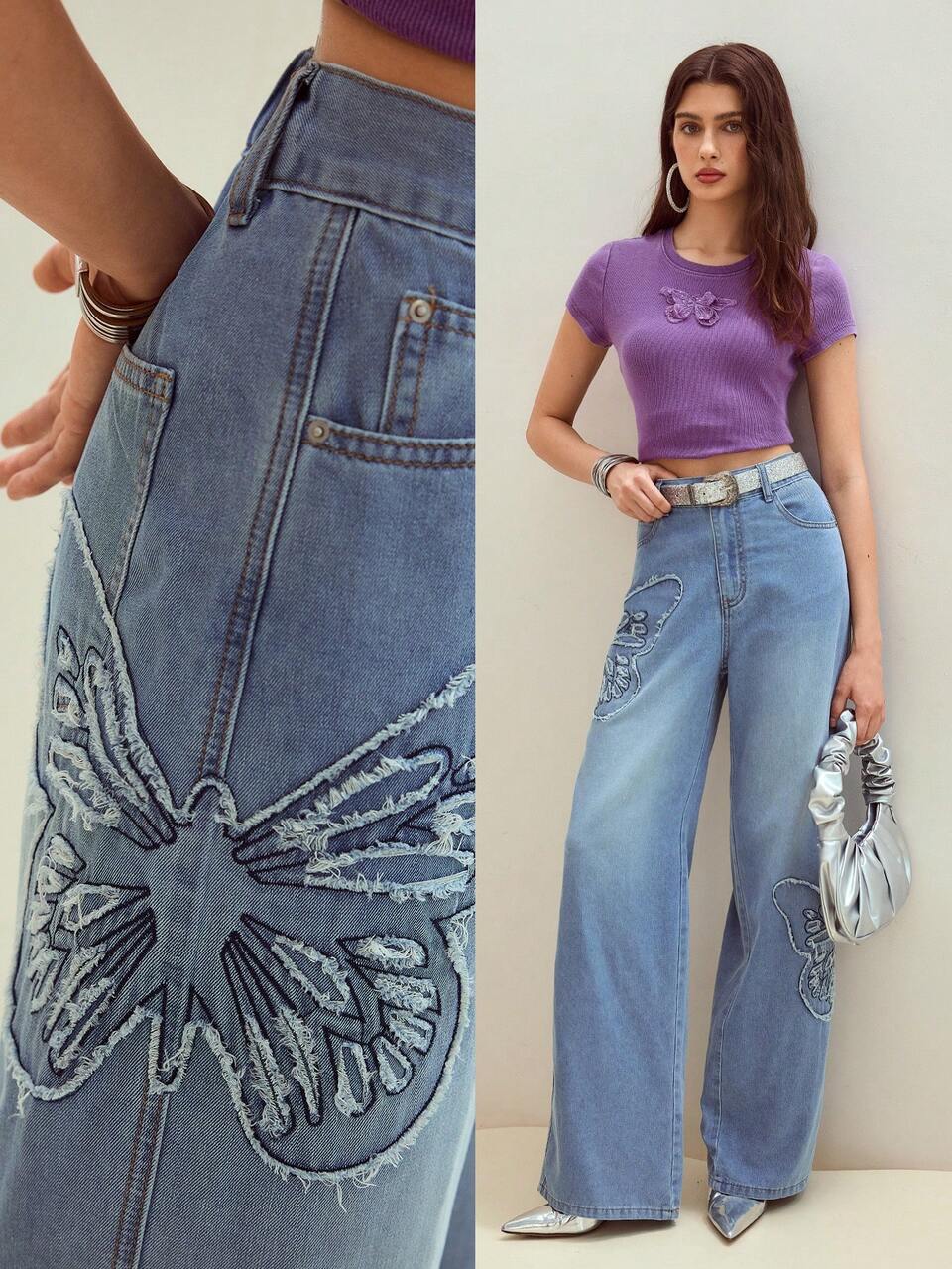 MOTF STUDIO EMBROIDERY SLANT POCKET JEANS