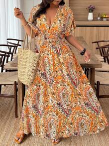 Weeklong Plus Size Random Print Casual Vacation Dress - Multicolor - View 3