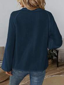 SHEIN LUNE Paisley Contrast Embroidered Drop Shoulder Bohemian Style White Blouse, Long Sleeve