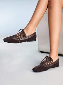 CUCCOO GRLICON 女士 Y2K 风格平底鞋，适合朋克、骑行者、酷女孩、万圣节、圣诞节、派对装扮 - 棕色 - 查看 3