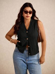 Elaquor Damska kamizelka dzianinowa na guziki w dużym rozmiarze, casualowa, biznesowa, swobodna, nauczycielska, jesień/zima