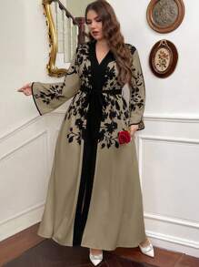 Firerie حزام خصر أسود مطبوع باللونين المتضادين مع جيوب جانبية للنساء ذوات الحجم الكبير في عيد الحب