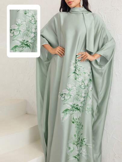 Veilorie 女士朴素花卉印花阿拉伯风格连衣裙