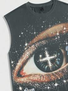 ROMWE MEN Grunge Punk Men's Printed Tank Top