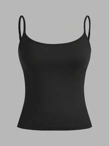 SHEIN EZwear 3件装女士吊带露脐背心，修身性感，适合夏季穿着。3件装黑色背心，返校季必备。 - 彩色 - 查看 4