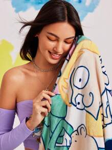 Nick 90s X SHEIN Cartoon Full Print Bed Blanket