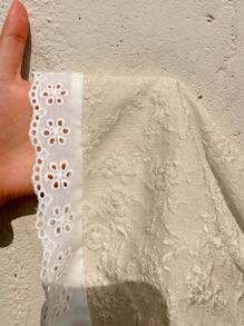 Sunnyshic 女士可爱花卉提花露背吊带上衣 - 杏色 - 查看 4