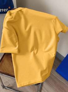 Claim Dot 男士卡通兔子印花修身圆领短袖T恤，夏季 - 黃色 - 查看 2