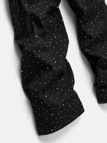 ROMWE MEN Street Life Men's Fashionable Washed Distressed Rhinestone Straight-Leg Jeans