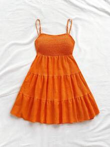 Soleia 素色荷葉邊吊帶連衣裙