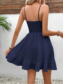 SHEIN Frenchy 女士纯色简约休闲无袖连衣裙 - 藍色 - 查看 2