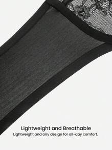 LUVLETTE 全覆盖支撑透气钢圈网眼蕾丝优雅黑色迷你文胸性感内衣 - 黑色 - 查看 4