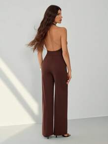 SHEIN Tall Mono de mujer de un solo color, simple y casual, con escote de halter