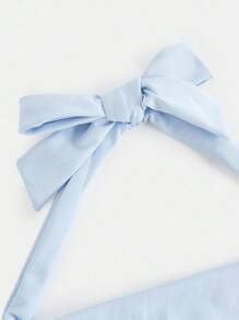 Girlism 少女针织腰部褶皱下摆休闲挂脖纯色迷你连衣裙