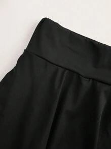 SHEIN EZwear 大码黑色紧身裤搭配仿裙子 - 黑色 - 查看 3