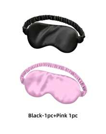 1件/2件 20.5厘米*9.5厘米真丝睡眠眼罩 双层丝缎松紧带眼罩 透气舒适眼罩 适合旅行、午睡、学校、办公室、露营 黑色和粉色可选 - 彩色 - 查看 10
