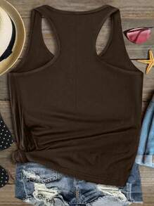 SHEIN CURVE+ Plus Size Casual Knit Camisole And Tank Top Set, Suitable For Vacation