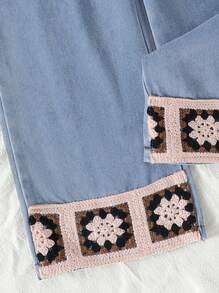 Set de top de tirantes de encaje vintage y pantalón vaquero largo para niña (talla pequeña), nueva vestimenta de estilo retro y popular para el verano