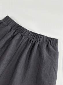 Linhara Plus Size 2pcs Set, Solid Color Hoodie & Pants, Casual Minimalist Comfy Everyday Outfit Fall Cloth For Women - Grey - View 3