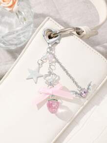 ROMWE Kawaii 1pc Stylish & Versatile Sliver Chain Necklace Pendant With Pearl, Rhinestone Star Wings, Heart, Flower, Bow, Strawberry Decor, Suitable For Women, Girls Daily Wear Or Festival Gift