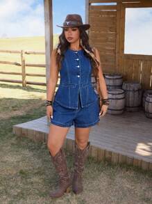 EMERY ROSE Plus Size Women Casual Denim Jacket