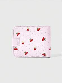 ROMWE Kawaii 1 pieza Billetera mini con decoración de moño a lunares de flores de cerezo rosa al azar, monedero con cremallera portátil, elegante y dulce bolsa pequeña para niña - Rosa - Ver 4