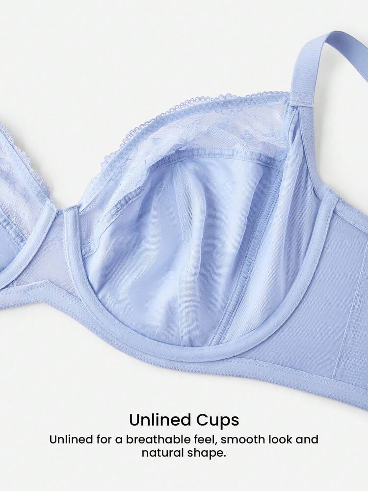 Plus Full Coverage Lace Mesh Bra