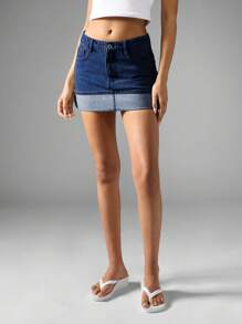 MISSGUIDED Minifalda de mezclilla con dobladillo deshilachado de talle alto, estilo vintage desgastado Y2K para primavera, verano y otoño