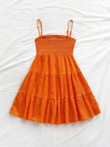 Soleia 素色荷葉邊吊帶連衣裙