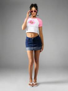 MISSGUIDED Minifalda de mezclilla con dobladillo deshilachado de talle alto, estilo vintage desgastado Y2K para primavera, verano y otoño