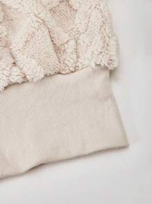 1 Pc Girls Hooded Long Sleeve Zipper Front Short Knit Mottled Jacket, Autumn Fall Winter