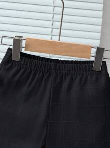 Souflis Souflis 2pcs Baby Boy Plaid Pattern Colorblock Lapel Short Sleeve Shirt & Shorts Set Baby Boy Clothes Formal Suit For Baby Baby Boy Dress Clothes Toddler Suit Set Baby Boy Formal Clothes - Black - View 7