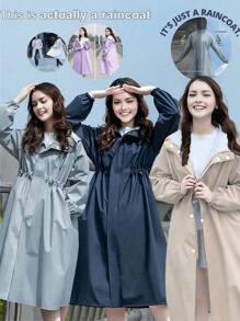 SHEIN 女士防水长款雨衣连帽风衣轻便旅行风衣夏季清凉、沙滩、旅行