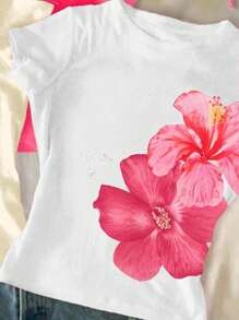 SHEIN Leap Crew 3 件套青少年女孩修身休闲简约舒适圆领长袖 T 恤，适合夏季