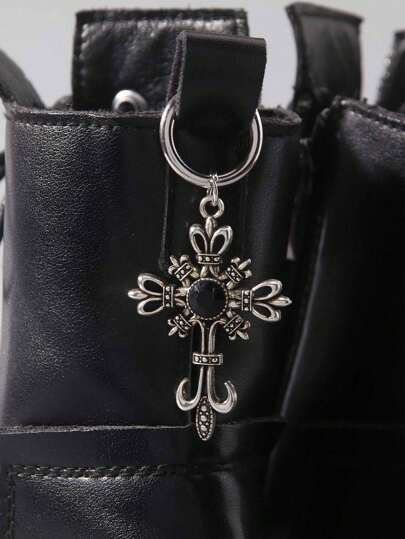 Goth Set de 2 accesorios decorativos góticos personalizados con cruz de cristal, adecuados para hombres y mujeres, para Halloween
