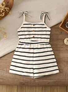 LMoss Kids 少女针织条纹休闲连体裤