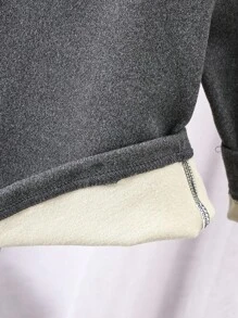 Baby Boys Casual Thermal Lined Long Sleeve Round Neck T-Shirt & Elastic Waist Pants 2 Pieces Set, Suitable For Spring, Autumn And Winter, For Home, Outdoor And School Wear