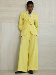 Aveloria Modichic Professional Officer Style Asymmetrical Asymmetric Metal Buttonhole Lapel Backless Double-Layer Blazer And Wide Leg Suit Pants Set Fall Cloth For Women