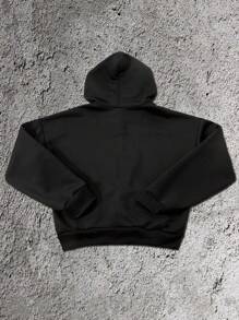 Manfinity Dauomo 男士复古时尚超大码 Y2K 哥特式印花拉链卫衣，春秋装，Emo 风格，2000 年代风格 - 黑色 - 查看 2