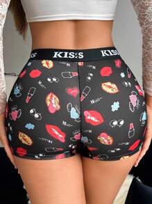 Eraneu 1pc Seamless Colorblock Letter Print High Waist Women Panties - Multicolor - View 5