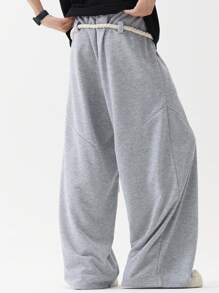 Manfinity EZcore 男士松紧腰抽绳宽松休闲夏季时尚运动裤灰色宽松运动裤阔腿运动裤男士宽松运动裤超大码运动裤