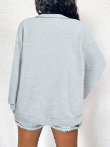 SHEIN MOOSTA Women's Casual Cowboy Print Drop Shoulder Sweatshirt, Autumn/Winter Graduation,Back To School Outfits,Graduation,Teacher Outfits For Women,Back To School