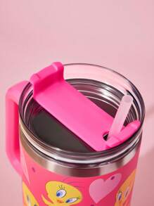 LOONEY TUNES X SHEIN 40oz Tumbler With Handle, Insulated Cup, Vacuum Insulated Water Bottle, Stainless Steel Travel Mug, Car Mug, Y2k - Pink - View 7