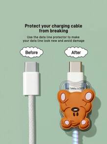 GARFIELD | SHEIN Bộ bảo vệ cáp dữ liệu, tương thích với bộ sạc , bộ 3 miếng bảo vệ cáp điện thoại di động, bảo vệ bộ sạc (không bao gồm cáp dữ liệu) - Trong sáng - Xem 5