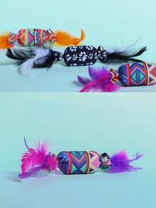 PETSIN 1pc Cat Imitation Candy Toy Feather Bell To Relieve Boredom, Self Entertainment, Bite Resistant Toy - Multicolor - View 2