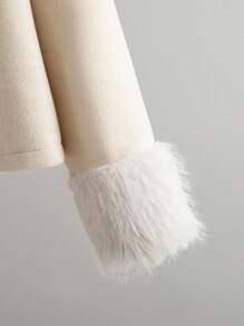 EMERY ROSE 女士对比色仿皮毛袖口仿珍珠羊毛 - 杏色 - 查看 4