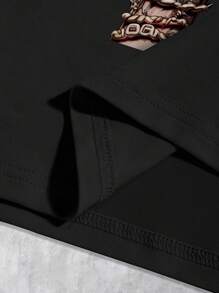 ROMWE MEN Street Life 男士十字印花圆领短袖休闲百搭T恤，夏季